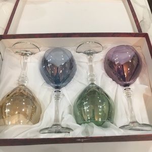 Wine Goblets. NIB. Multi Colors. Made in Italy